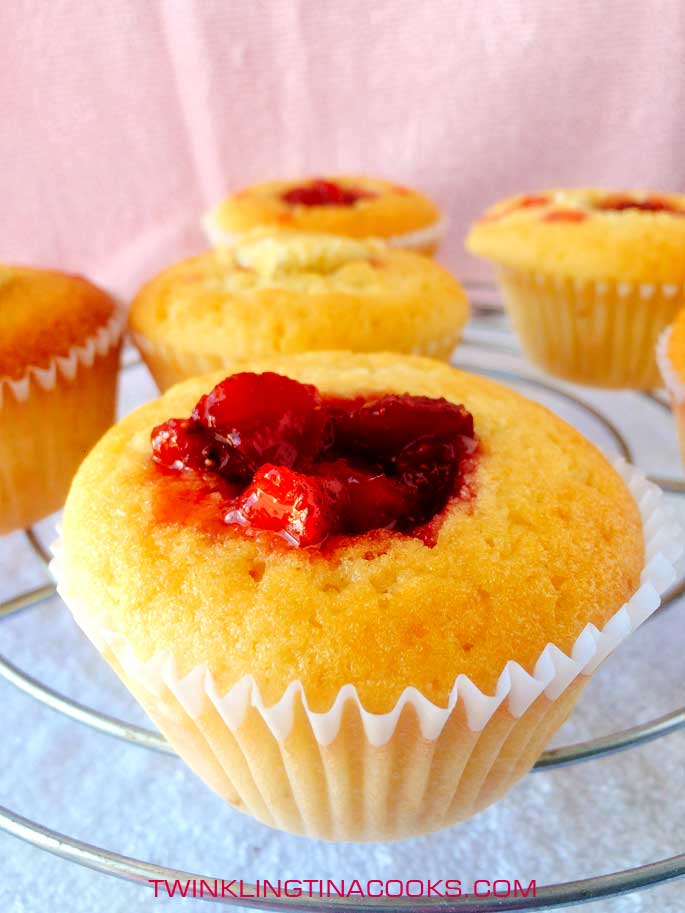 Strawberry Center Filled Cupcake - Twinkling Tina Cooks